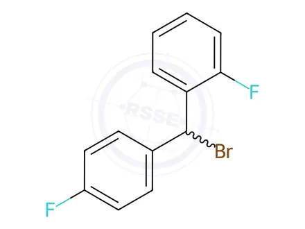 Chemical structure of Benzene, 1-[bromo(4-fluorophenyl)methyl]-2-fluoro-