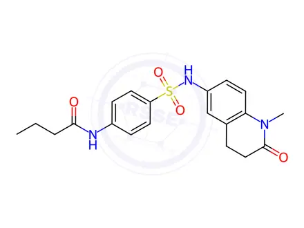 Chemical structure of N-(4-(N-(1-Methyl-2-oxo-1,2,3,4-tetrahydroquinolin-6-yl)sulfamoyl)phenyl)butyramide