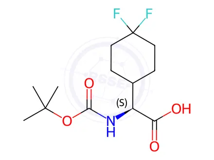 Chemical structure of tert-butoxycarbonylamino-(4,4-difluoro-cyclohexyl)-acetic acid