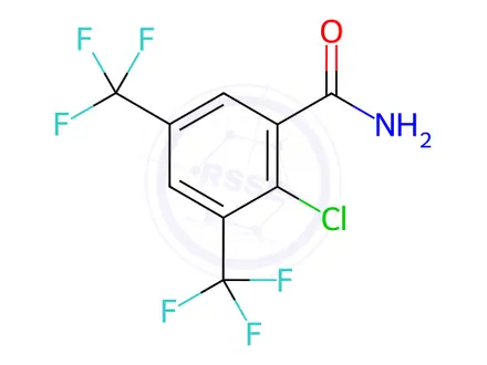 Chemical structure of Benzamide, 2-chloro-3,5-bis(trifluoromethyl)-