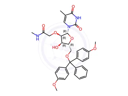 Chemical structure of Uridine, 5'-O-[bis(4-methoxyphenyl)phenylmethyl]-5-methyl-2'-O-[2-(methylamino)-2-oxoethyl]-