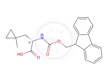 Chemical structure of Cyclopropanepropanoic acid, α-[[(9H-fluoren-9-ylmethoxy)carbonyl]amino]-1-methyl-, (αS)-