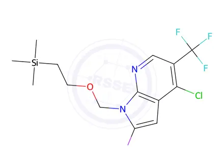 Chemical structure of 4-Chloro-2-iodo-5-(trifluoromethyl)-1-((2-(trimethylsilyl)ethoxy)methyl)-1H-pyrrolo[2,3-b]pyridine