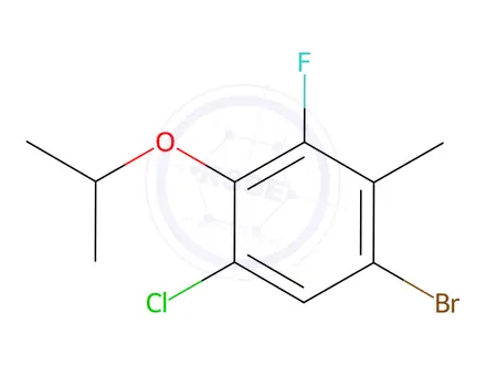 Chemical structure of Benzene, 1-bromo-5-chloro-3-fluoro-2-methyl-4-(1-methylethoxy)-