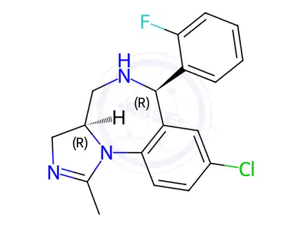 Chemical structure of trans-rel-8-Chloro-6-(2-fluorophenyl)-3a,4,5,6-tetrahydro-1-methyl-3H-imidazo[1,5-a][1,4]benzodiazepine