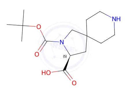 Chemical structure of (S)-2-(tert-butoxycarbonyl)-2,8-diazaspiro[4.5]Decane-3-carboxylic acid