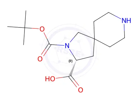 Chemical structure of (R)-2-(tert-butoxycarbonyl)-2,8-diazaspiro[4.5]Decane-3-carboxylic acid