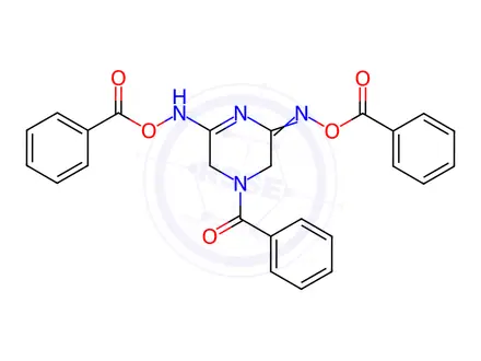 Chemical structure of 4-Benzoyl-2,6-piperazinedione bis(O-benzoyl oxime)