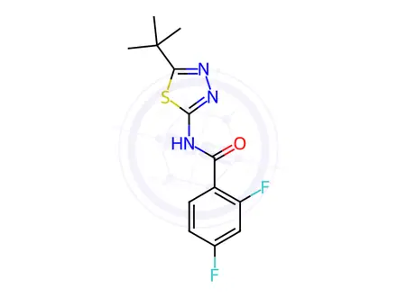 Chemical structure of N-(5-tert-Butyl-1,3,4-thiadiazol-2-yl)-2,4-difluorobenzamide