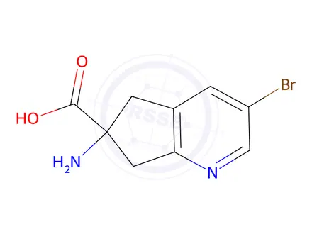 Chemical structure of 6-Amino-3-bromo-6,7-dihydro-5H-cyclopenta[b]pyridine-6-carboxylic acid