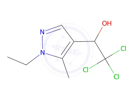 Chemical structure of 2,2,2-Trichloro-1-(1-ethyl-5-methyl-1H-pyrazol-4-yl)ethanol