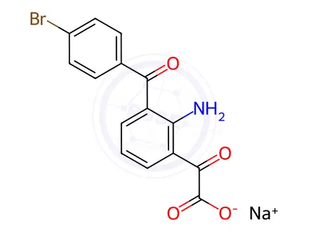 Chemical structure of 2-Amino-3-(4-bromo benzoyl)-α-oxobenzene acetic Acid Sodium