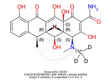 Chemical structure of Doxycycline-13CD3