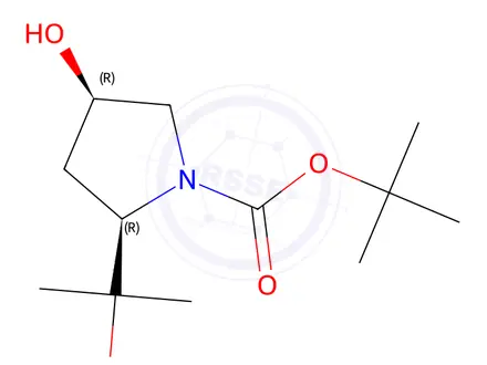 Chemical structure of tert-Butyl (2R,4R)-4-hydroxy-2-(2-hydroxypropan-2-yl)pyrrolidine-1-carboxylate