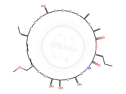 Chemical structure of 1-Oxa-4-azacyclooctacosa-12,14-diene-3,28-dione, 16-ethyl-6,8,9,20-tetrahydroxy-12-(methoxymethyl)-25,27-dimethyl-2-propyl-