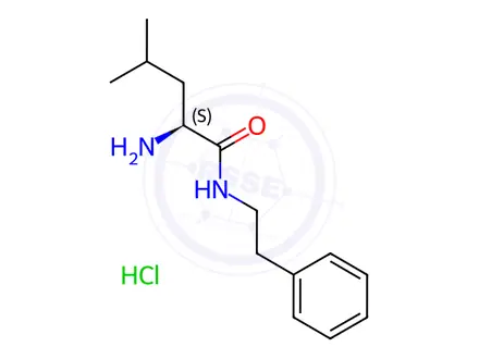 Chemical structure of (S)-2-amino-4-methyl-N-phenethylpentanamide hydrochloride