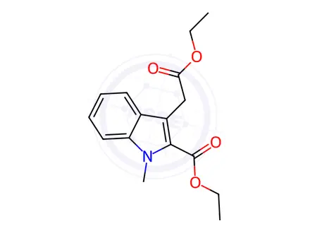 Chemical structure of ethyl 3-(2-ethoxy-2-oxoethyl)-1-methyl-1H-indole-2-carboxylate