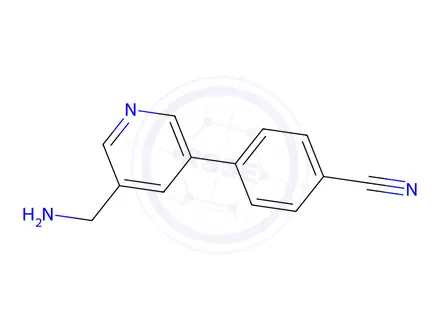 Chemical structure of 4-(5-(Aminomethyl)pyridin-3-yl)benzonitrile