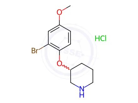 Chemical structure of 3-(2-Bromo-4-methoxyphenoxy)piperidine hydrochloride