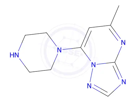 Chemical structure of 5-Methyl-7-(piperazin-1-yl)-[1,2,4]triazolo[1,5-a]pyrimidine