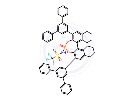 Chemical structure of N-((11bR)-2,6-Di([1,1':3',1''-terphenyl]-5'-yl)-4-oxido-8,9,10,11,12,13,14,15-octahydrodinaphtho[2,1-d:1',2'-f][1,3,2]dioxaphosphepin-4-yl)-1,1,1-trifluoromethanesulfonamide