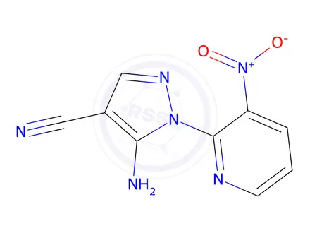 Chemical structure of 5-Amino-1-(3-nitropyridin-2-yl)-1H-pyrazole-4-carbonitrile