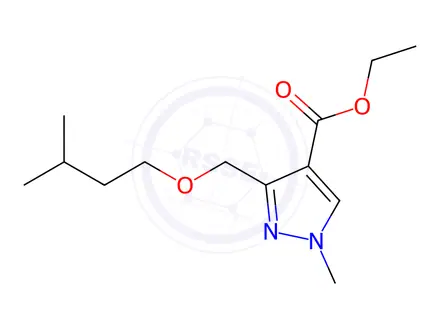 Chemical structure of ethyl 1-methyl-3-[(3-methylbutoxy)methyl]-1H-pyrazole-4-carboxylate