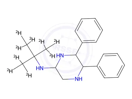 Chemical structure of N-(Tert-Butyl-d9)-5,6-Diphenylpiperazin-2-Amine