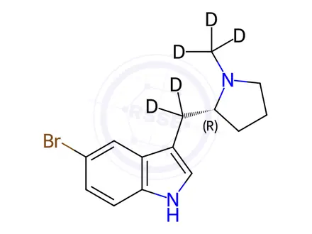 Chemical structure of (R)-5-Bromo-3-(N-methylpyrrolidin-2-ylmethyl-d5)-1H-indole