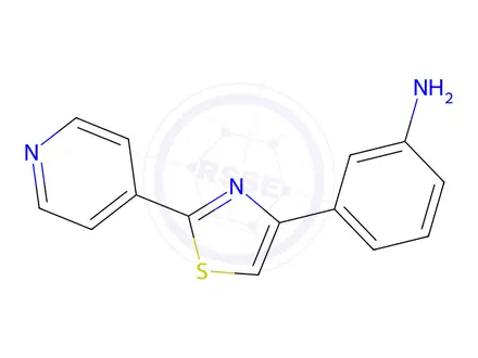 Chemical structure of 3-[2-(pyridin-4-yl)-1,3-thiazol-4-yl]aniline
