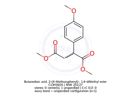 Chemical structure of Butanedioic acid, 2-(4-Methoxyphenyl)-, 1,4-diMethyl ester