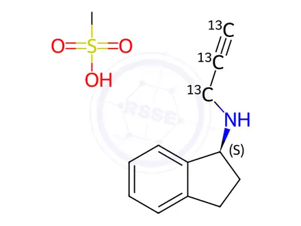 Chemical structure of (S)-Rasagiline-13C3 Mesylate