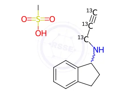 Chemical structure of rac Rasagiline-13C3 Mesylate