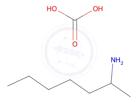 Chemical structure of carbonic acid, compound with 1-methylhexylamine (1:1)