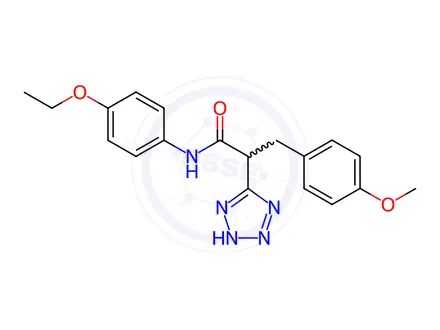 Chemical structure of N-(4-Ethoxyphenyl)-3-(4-methoxyphenyl)-2-(2H-1,2,3,4-tetrazol-5-yl)propanamide