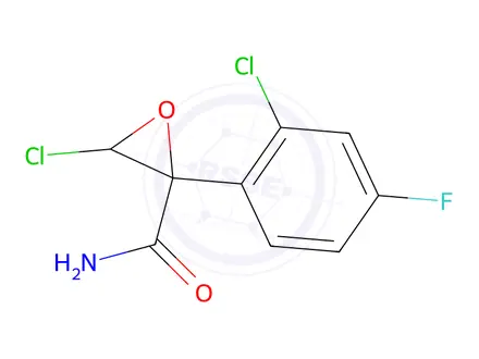 Chemical structure of 3-Chloro-2-(2-chloro-4-fluorophenyl)oxirane-2-carboxamide