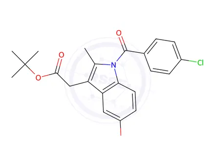 Chemical structure of tert-Butyl 2-(1-(4-chlorobenzoyl)-5-methoxy-2-methyl-1H-indol-3-yl)acetate