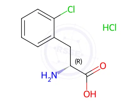 Chemical structure of (R)-2-amino-3-(2-chlorophenyl)propanoic acid hcl