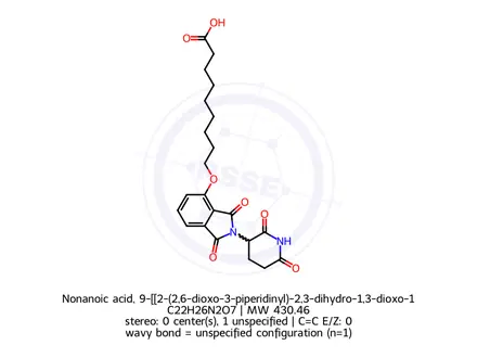 Chemical structure of Nonanoic acid, 9-[[2-(2,6-dioxo-3-piperidinyl)-2,3-dihydro-1,3-dioxo-1H-isoindol-4-yl]oxy]-