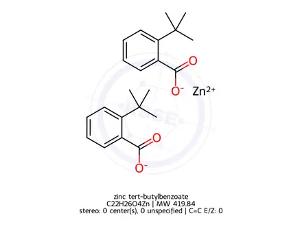 Chemical structure of zinc tert-butylbenzoate