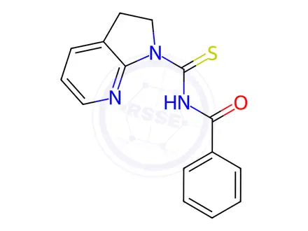 Chemical structure of N-(2,3-Dihydro-1H-pyrrolo[2,3-b]pyridine-1-carbonothioyl)benzamide