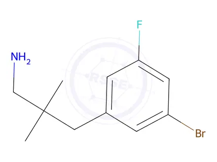 Chemical structure of 3-(3-Bromo-5-fluorophenyl)-2,2-dimethylpropan-1-amine
