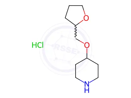 Chemical structure of 4-(Tetrahydro-2-furanylmethoxy)piperidine hydrochloride