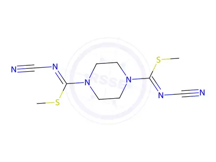 Chemical structure of (Z)-Cyano({4-[(1Z)-(cyanoimino)(methylsulfanyl)methyl]piperazin-1-yl}(methylsulfanyl)methylidene)amine