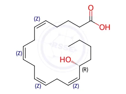 Chemical structure of (5Z,8Z,11Z,14Z,16R)-16-hydroxyicosa-5,8,11,14-tetraenoic acid