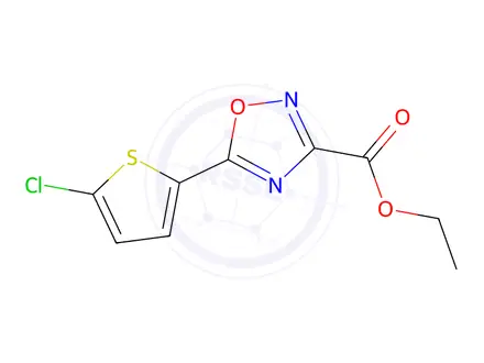Chemical structure of Ethyl 5-(5-chlorothiophen-2-yl)-1,2,4-oxadiazole-3-carboxylate