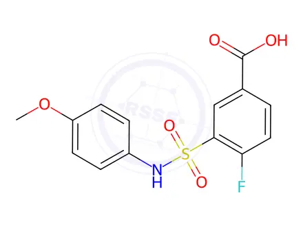 Chemical structure of 4-Fluoro-3-[(4-methoxyphenyl)sulfamoyl]benzoic acid
