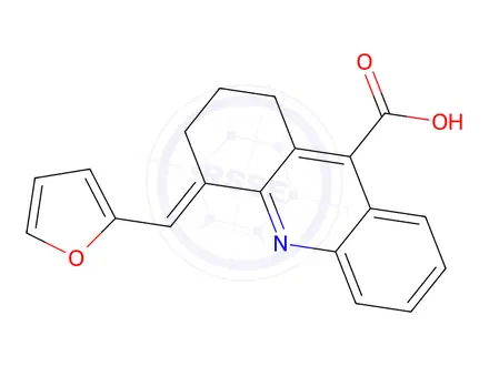 Chemical structure of 4-(Furan-2-ylmethylene)-1,2,3,4-tetrahydroacridine-9-carboxylic acid
