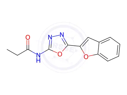 Chemical structure of N-(5-(Benzofuran-2-yl)-1,3,4-oxadiazol-2-yl)propionamide