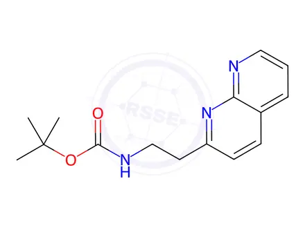 Chemical structure of Carbamic acid, [2-(1,8-naphthyridin-2-yl)ethyl]-, 1,1-dimethylethyl ester (9CI)